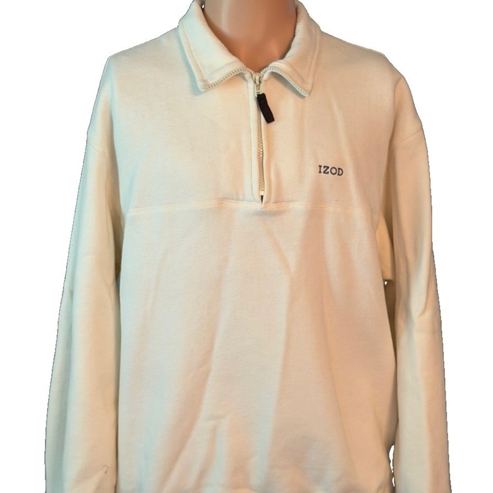 IZOD PerformX Men's Large Long Sleeve White Quarter Zip Pullover Sweatshirt